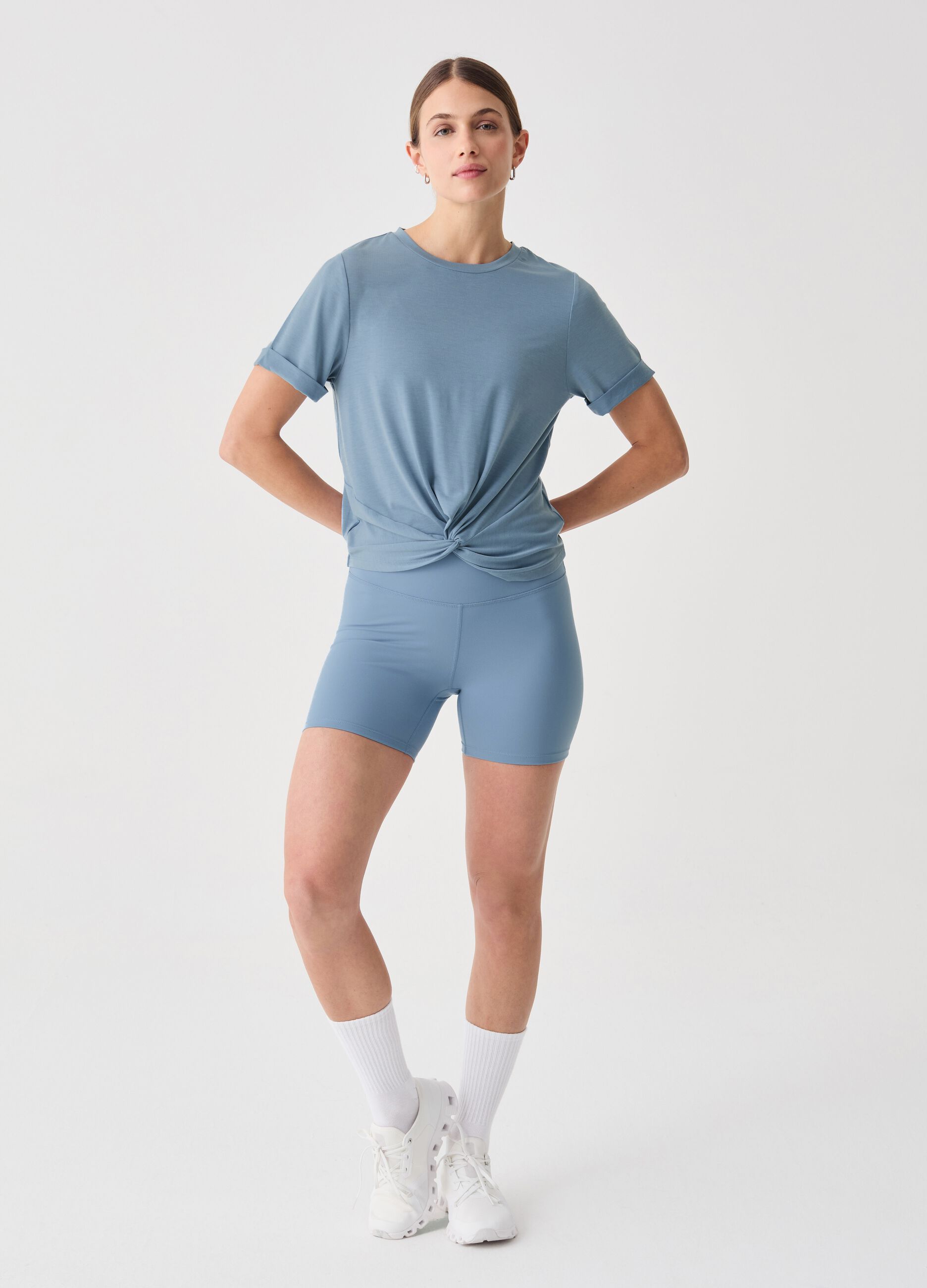 ALTAVIA STUDIO technical fabric T-shirt with knot
