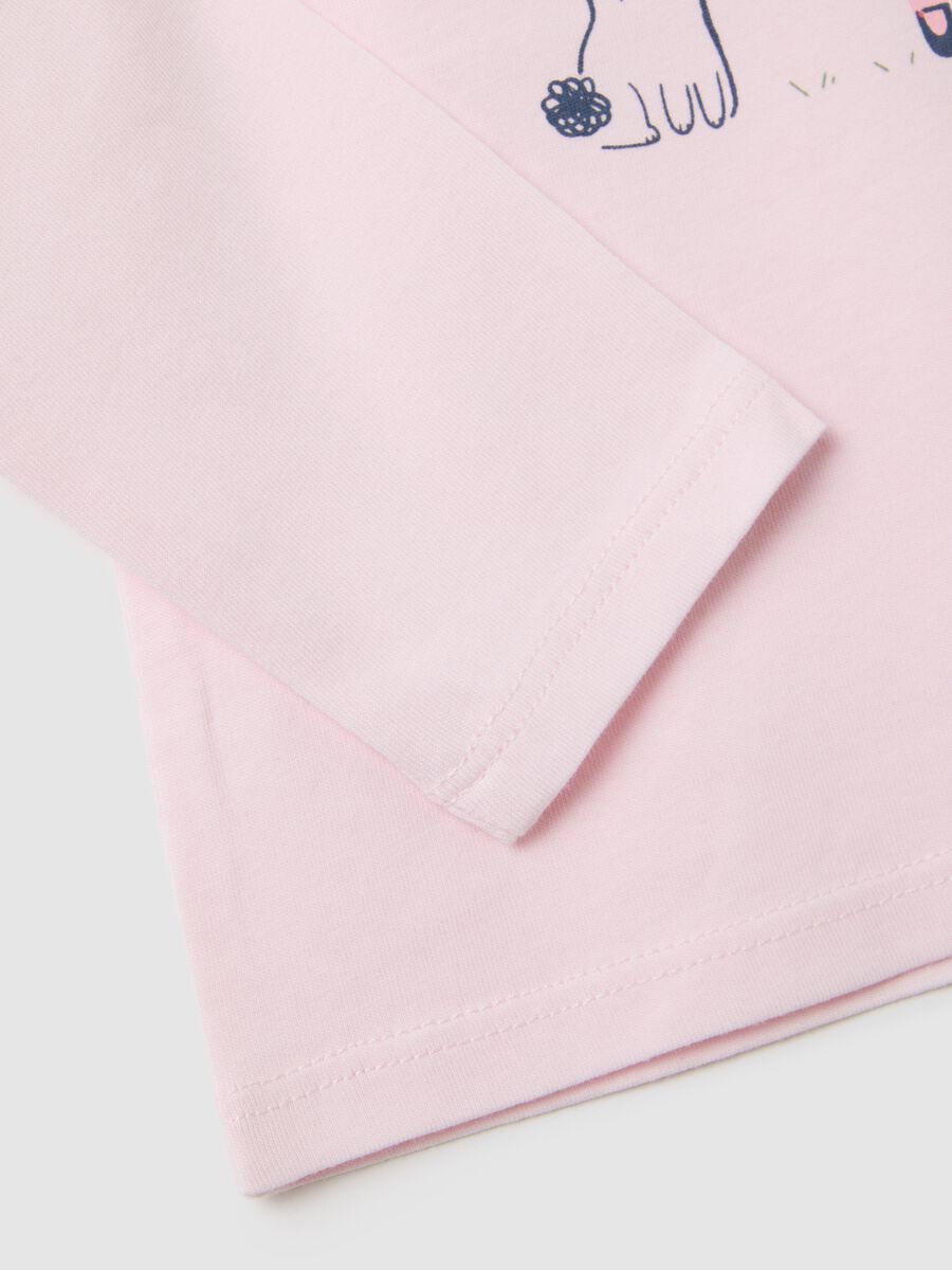 Pink pure cotton girl's sweater, regular fit_2