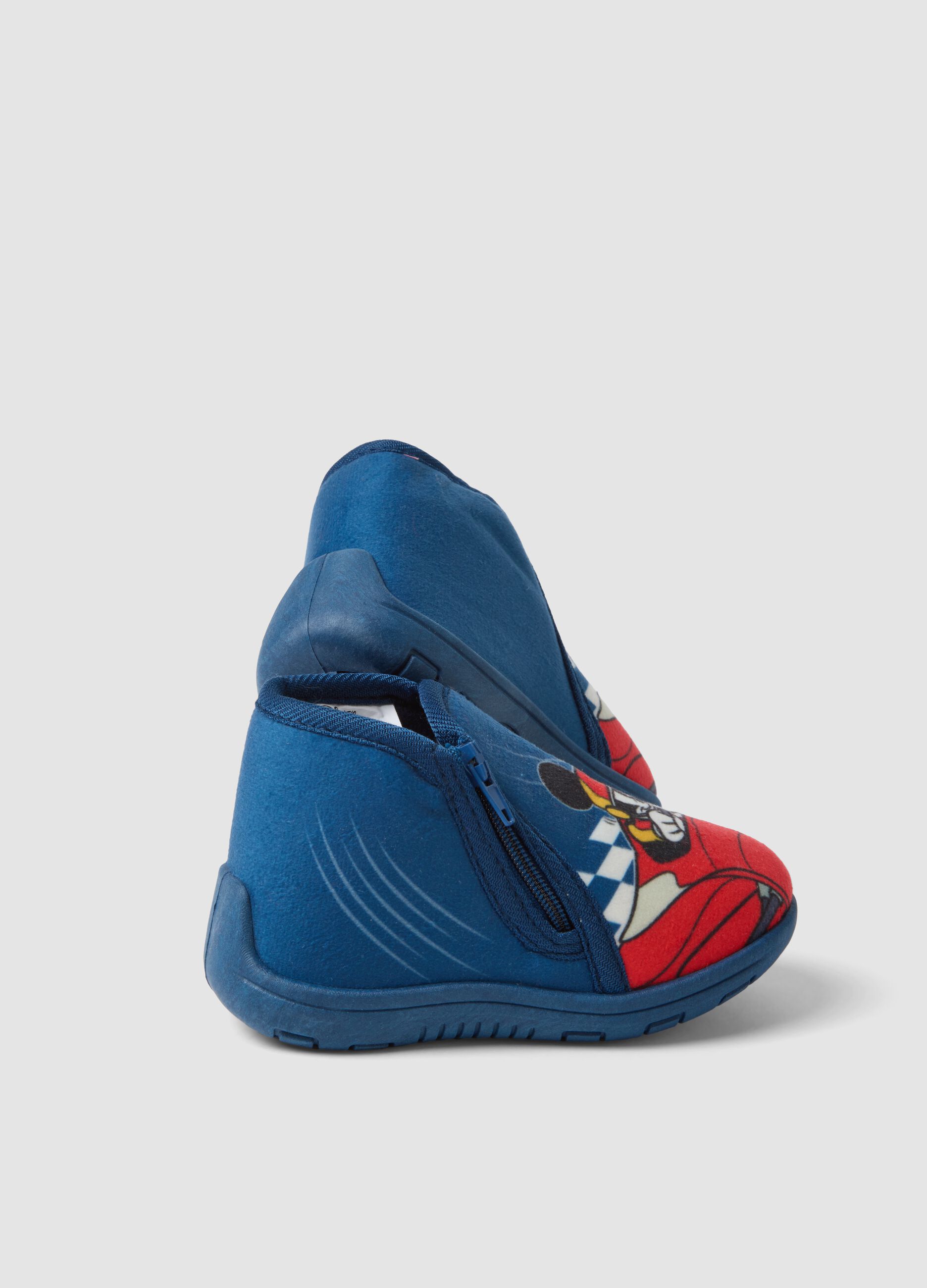 Blue Mickey & Friends print slippers for baby and toddler