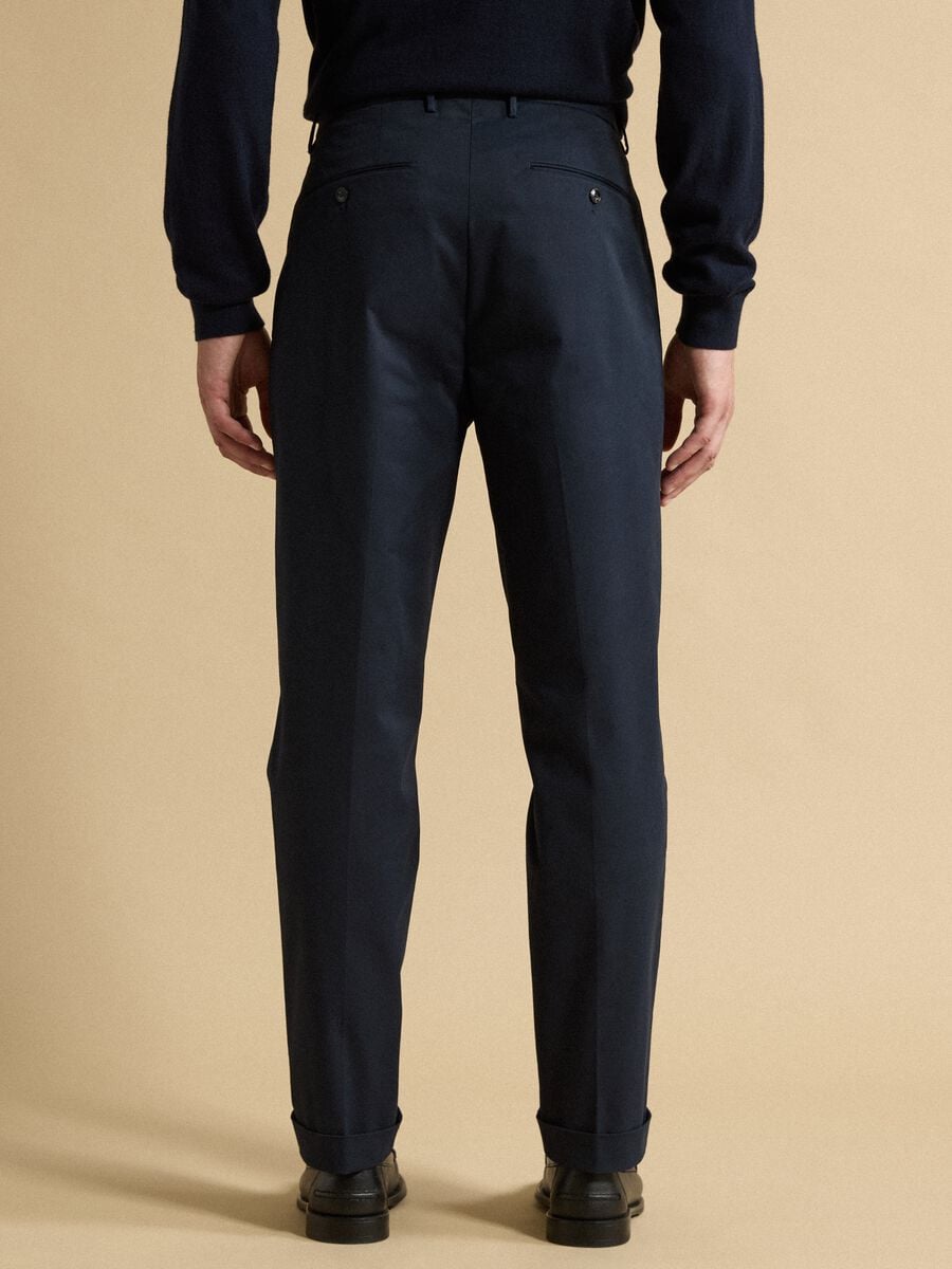 Pantaloni chino blu in twill di cotone elasticizzato regular fit_2