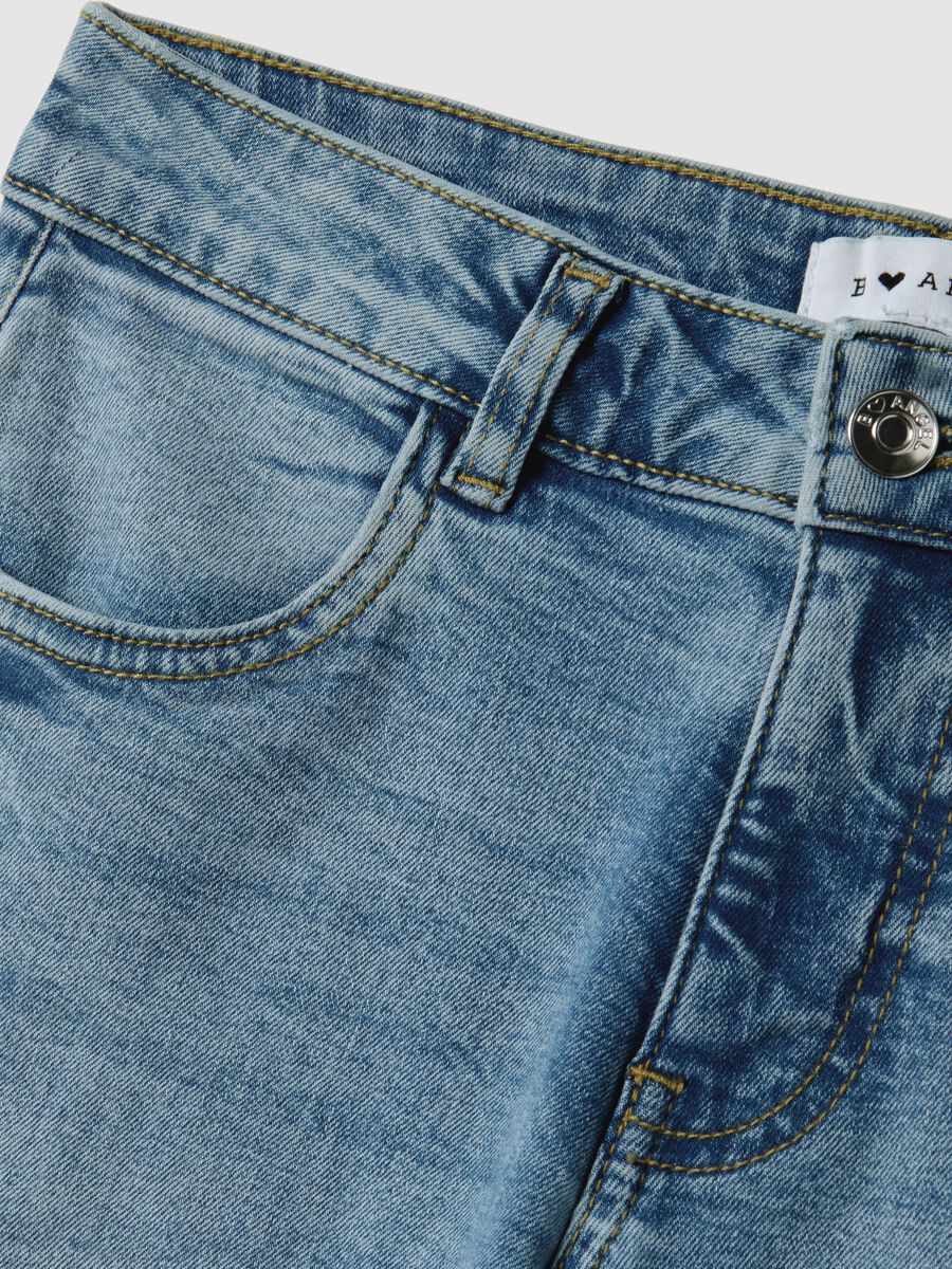 Light blue stretch cotton denim flare trousers_5