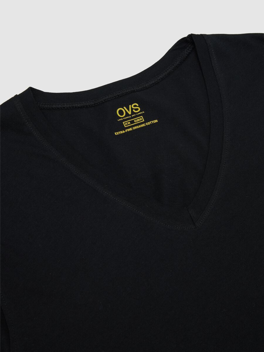 Men's T-shirt in pure black cotton regular fit_5