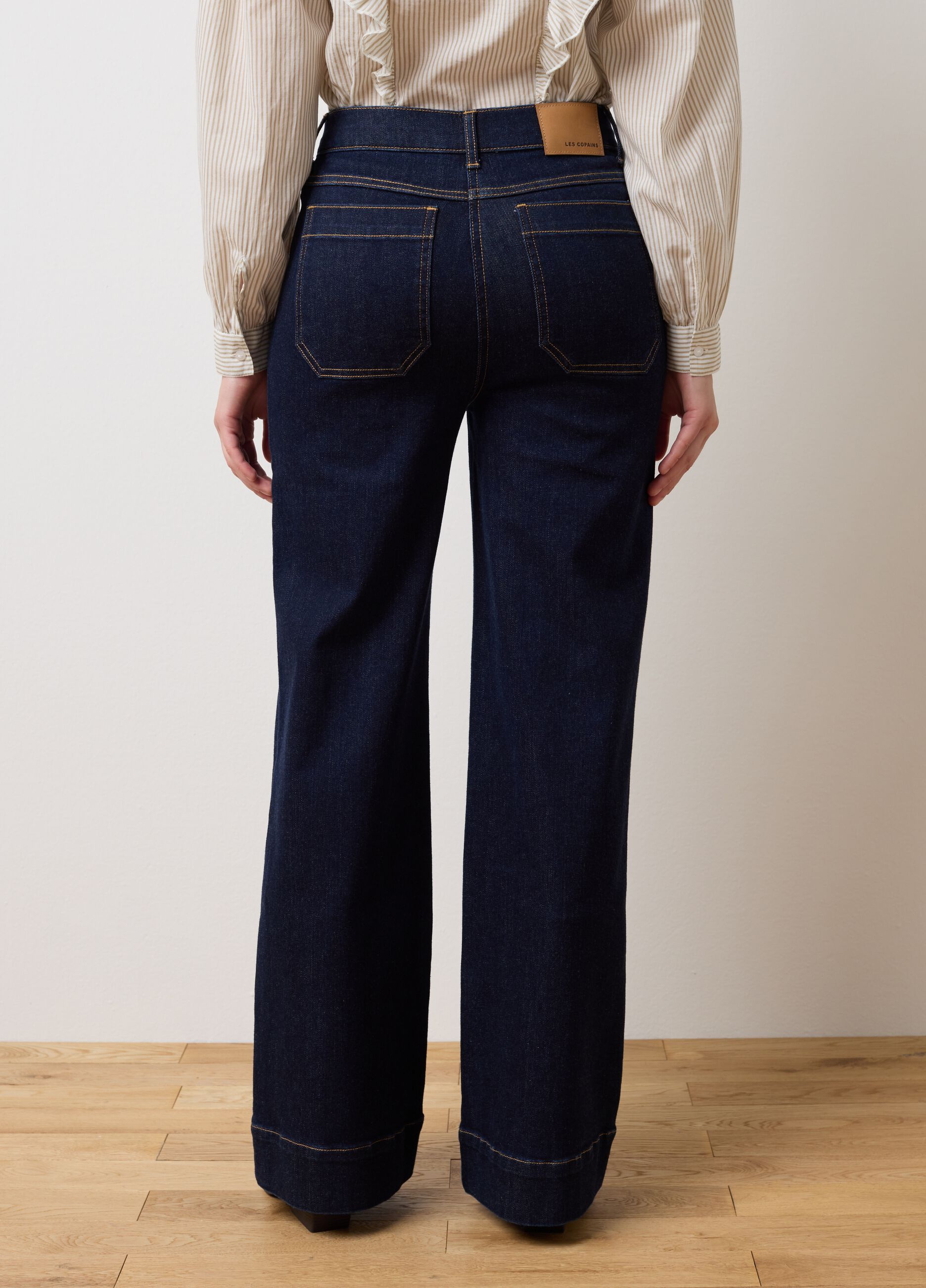 Blue Wide Leg Denim Trousers