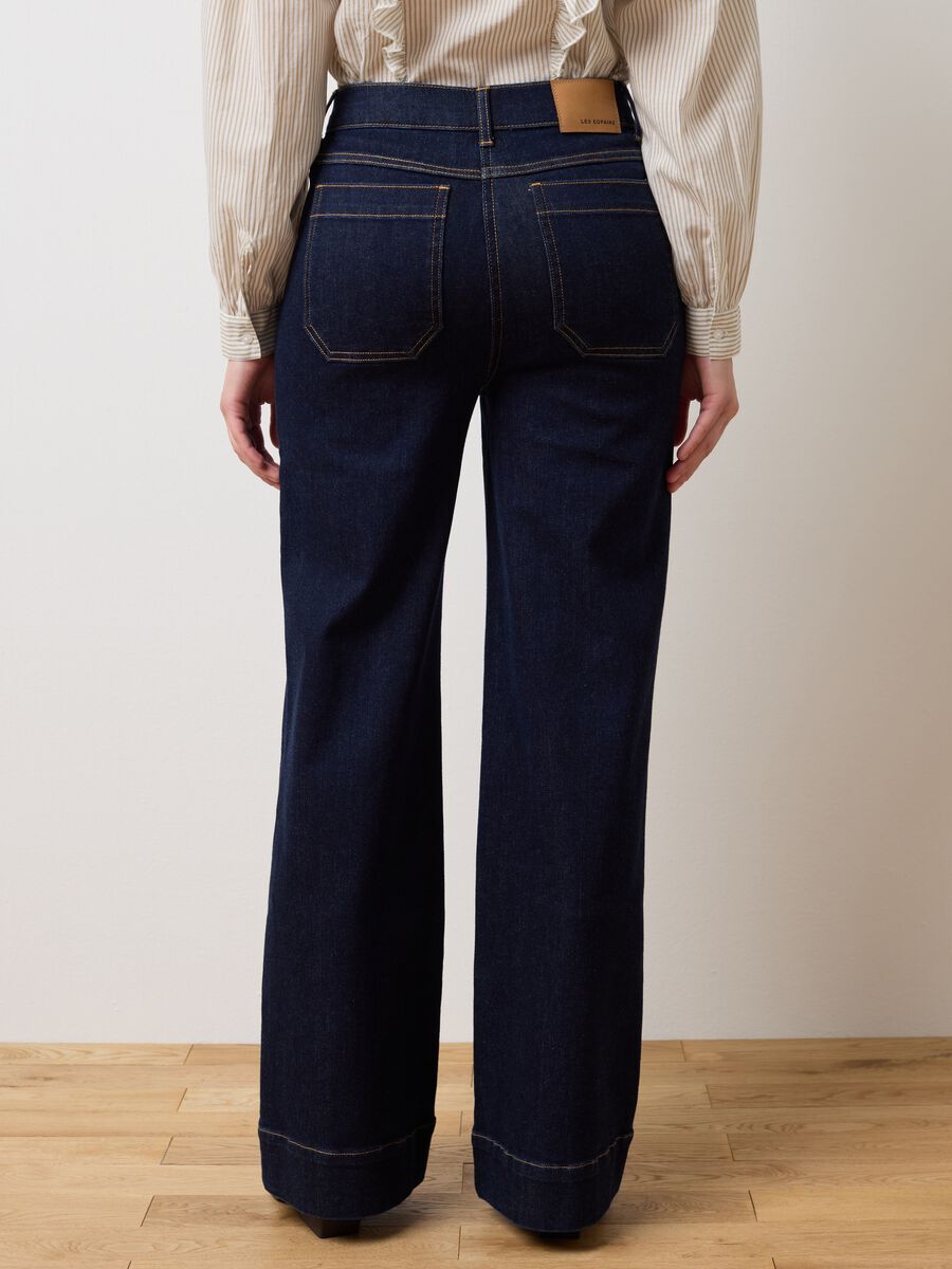 Blue Wide Leg Denim Trousers_2