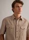 Beige Linen-Cotton Blend Regular Fit Shirt_2