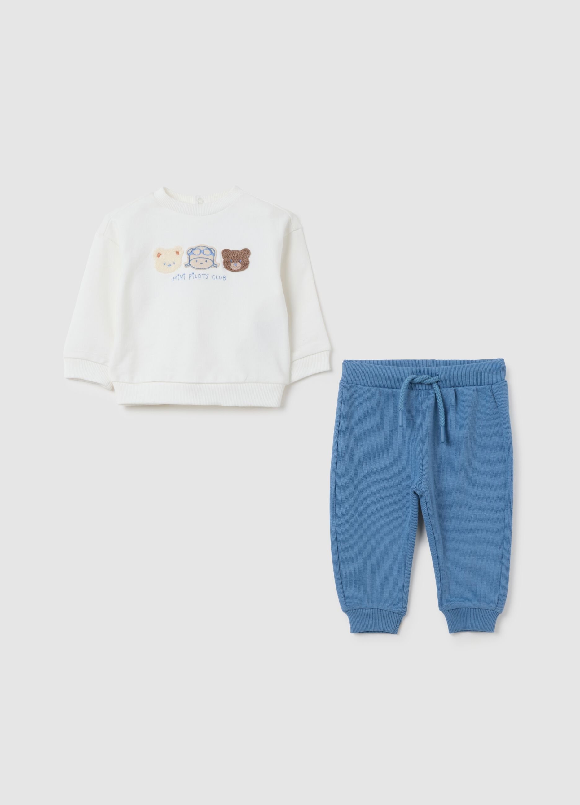 Newborn tracksuit set in pure white cotton