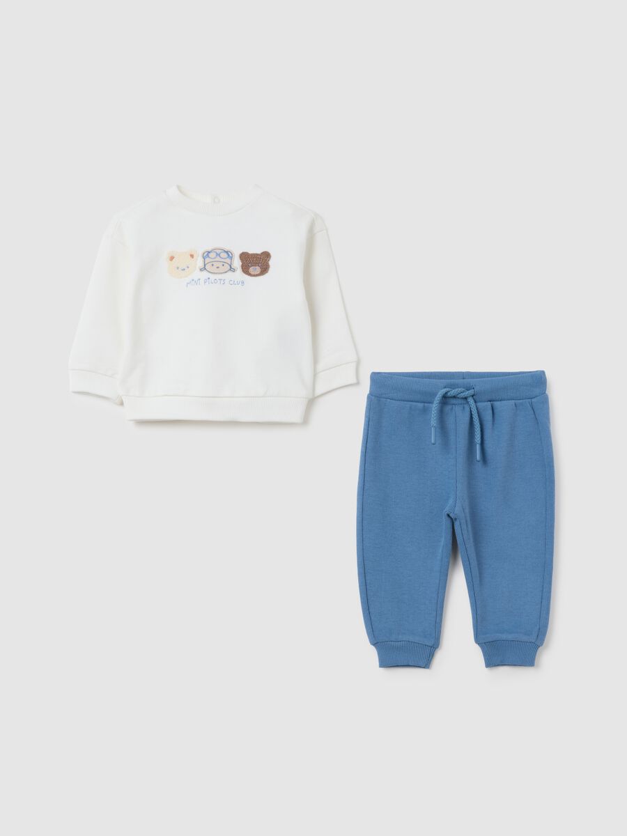 Newborn tracksuit set in pure white cotton_0