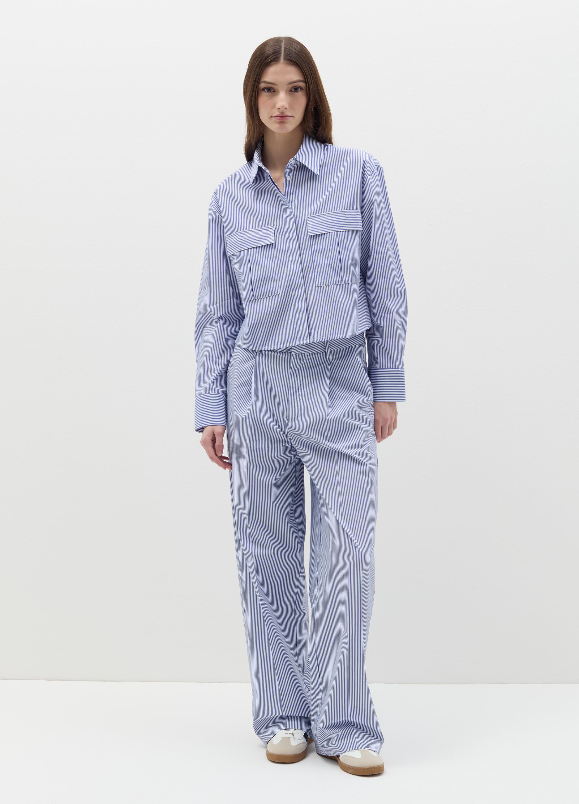 Boxy-fit shirt with thin stripes