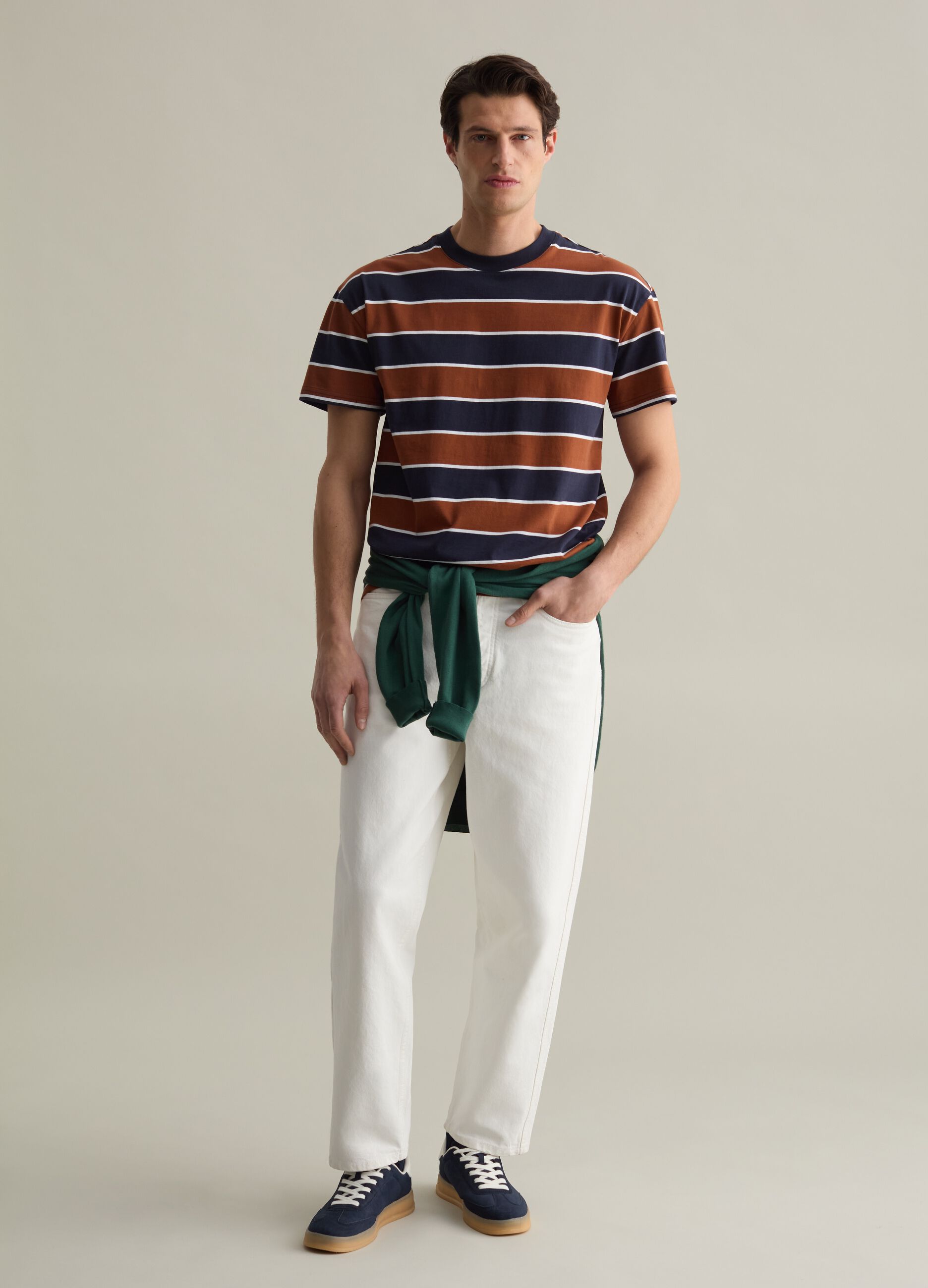 Cotton T-shirt with horizontal stripes