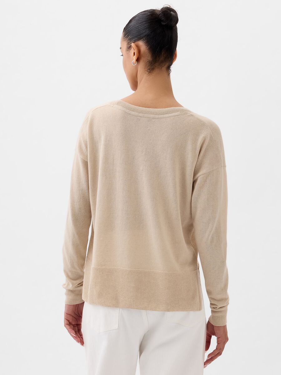 Linen blend pullover with splits_3