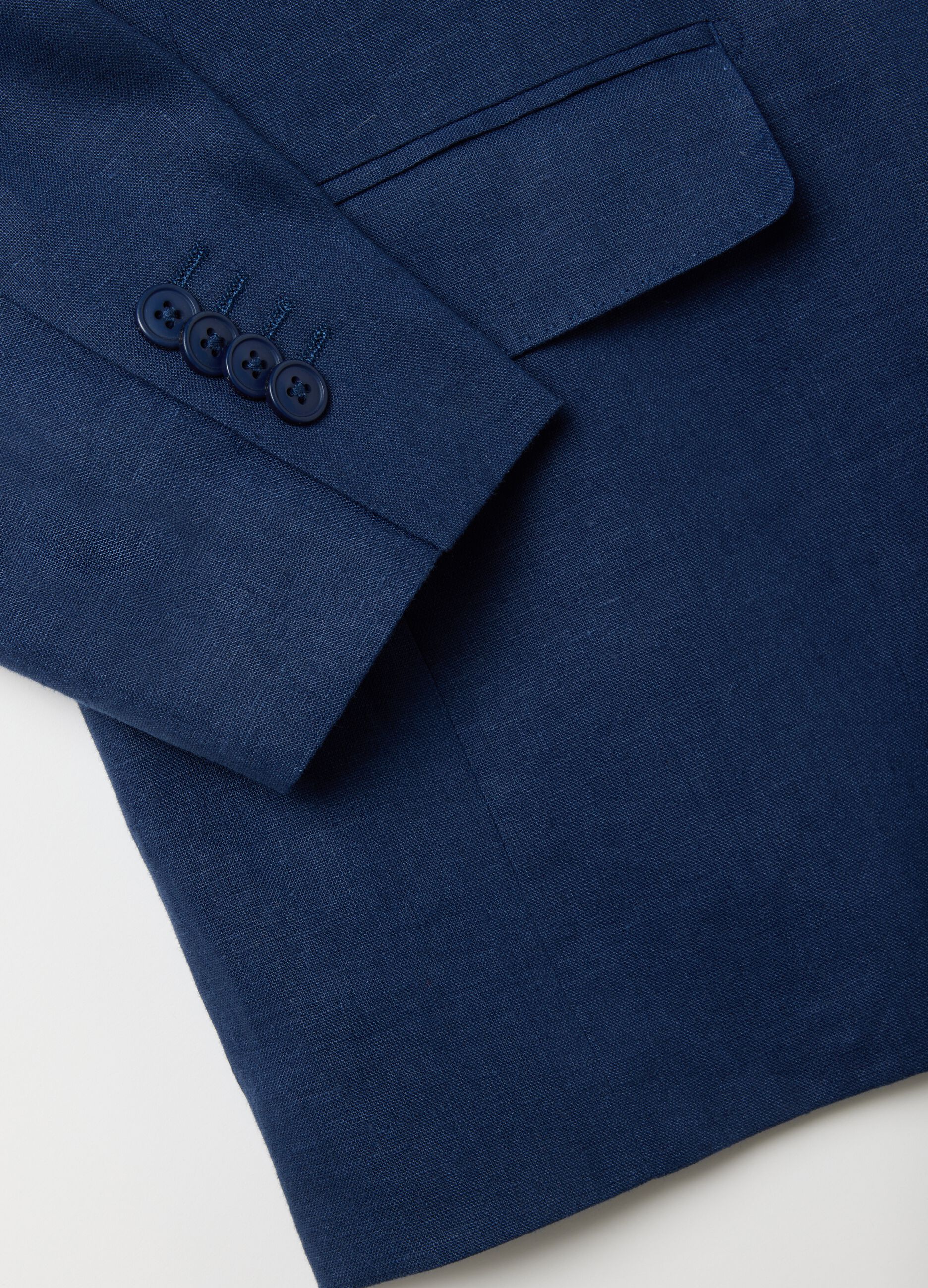 Blazer da uomo in lino blu regular fit