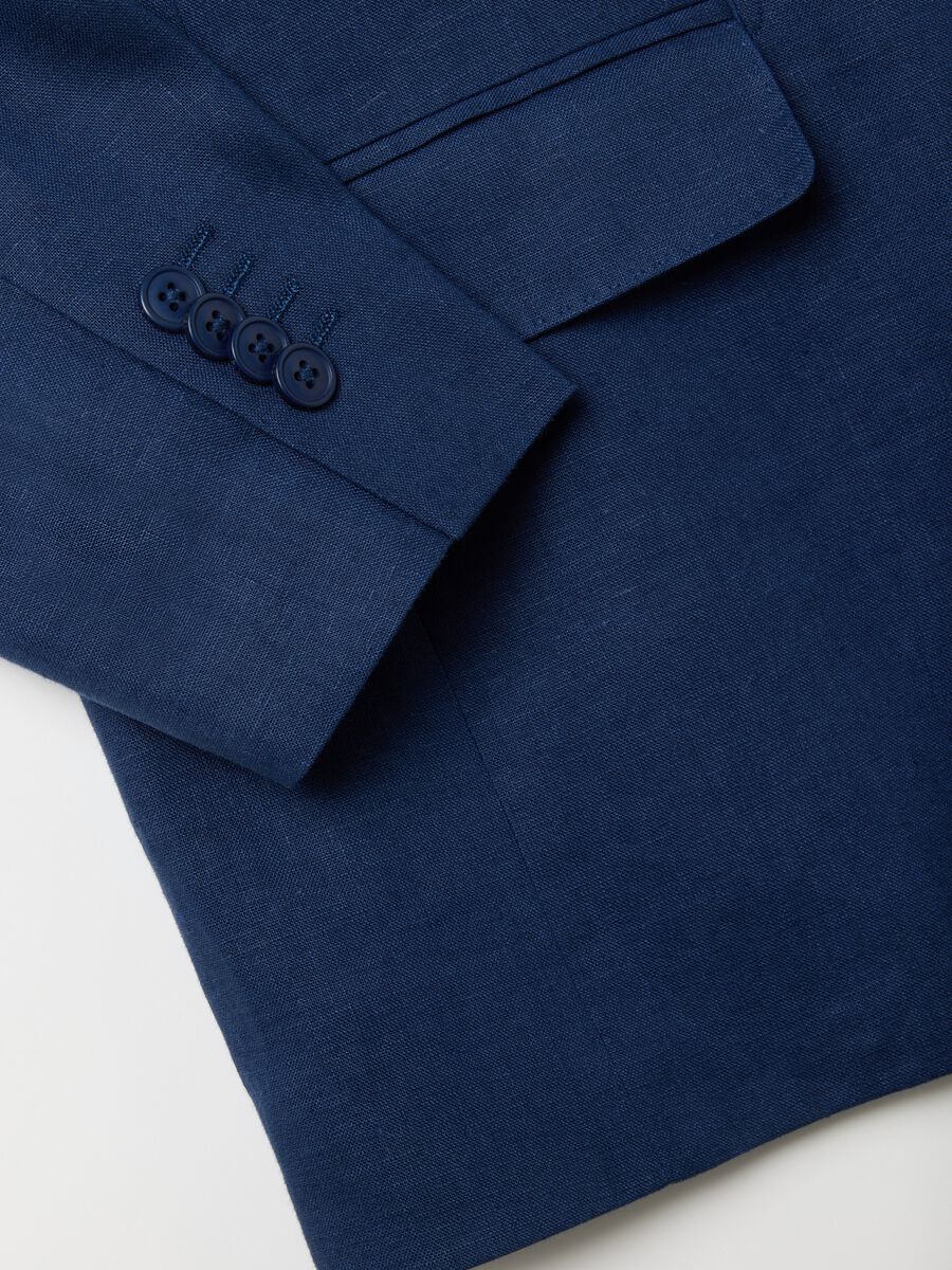 Men's Blue Linen Blazer Regular Fit_5