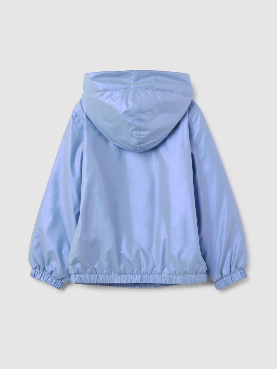 Girl's blue fabric jacket, regular fit_1