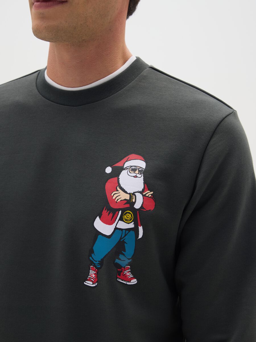 Grey Christmas sweatshirt in cotton blend regular fit with print_3