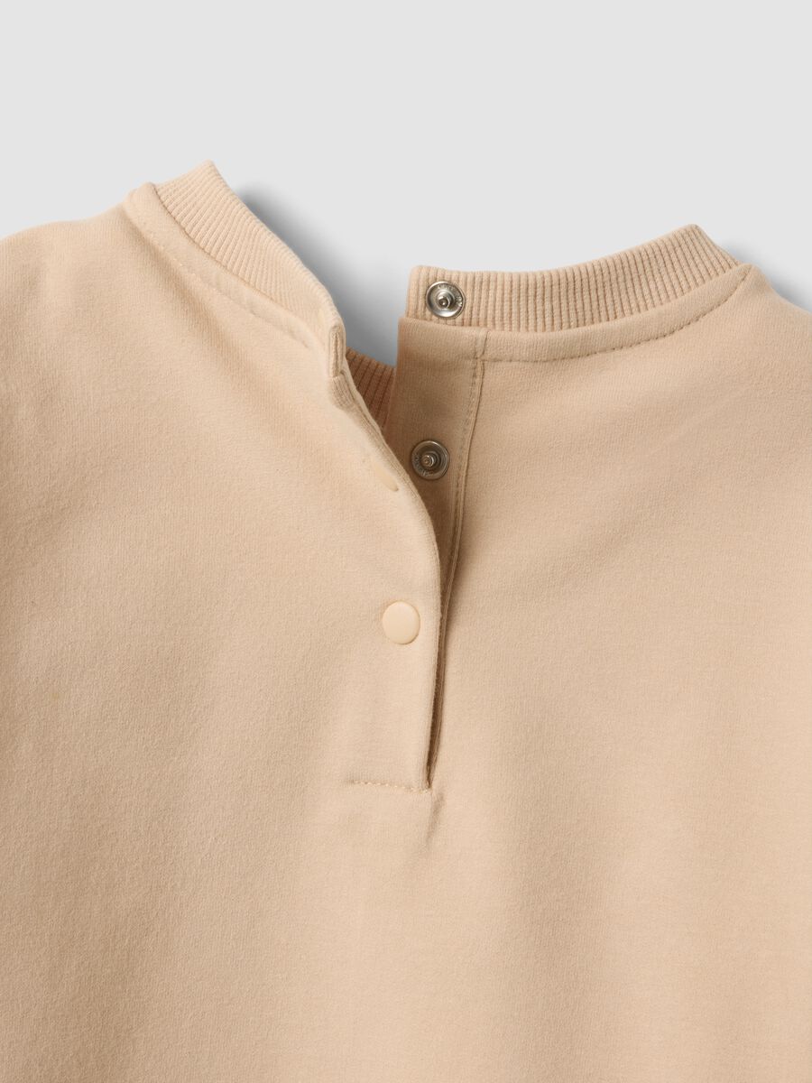 Felpa marrone in cotone elasticizzato con girocollo_3