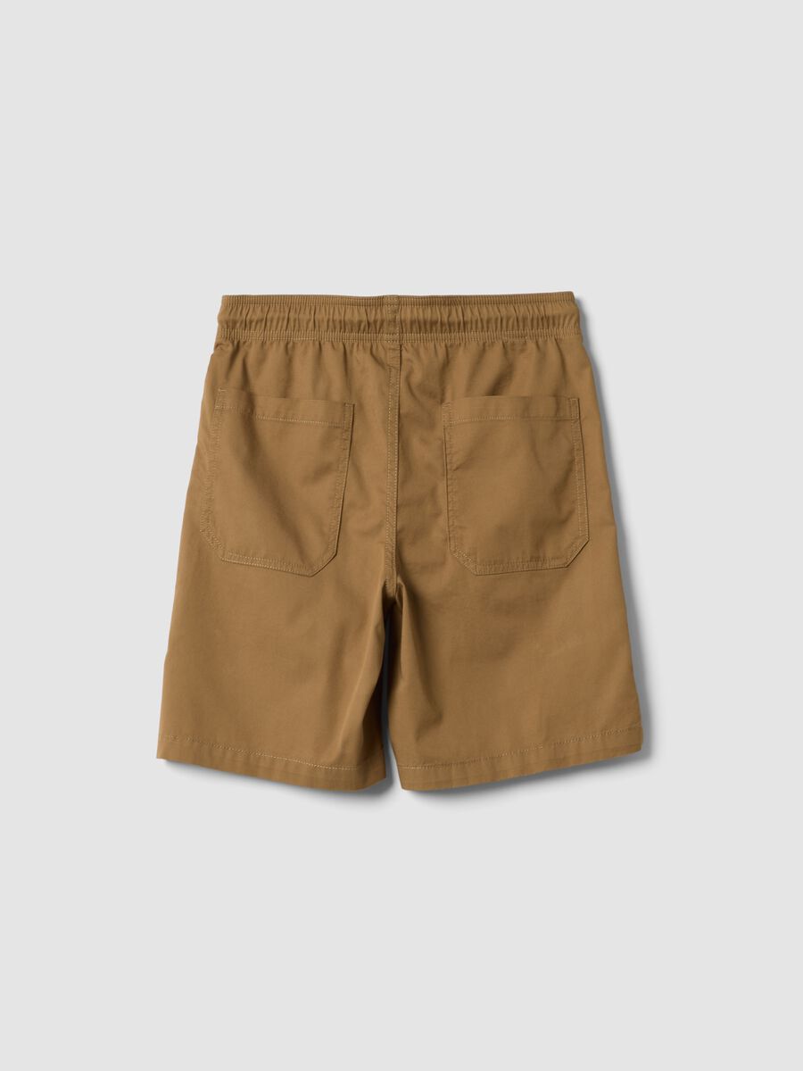 Brown regular-fit pure cotton Bermuda shorts_1