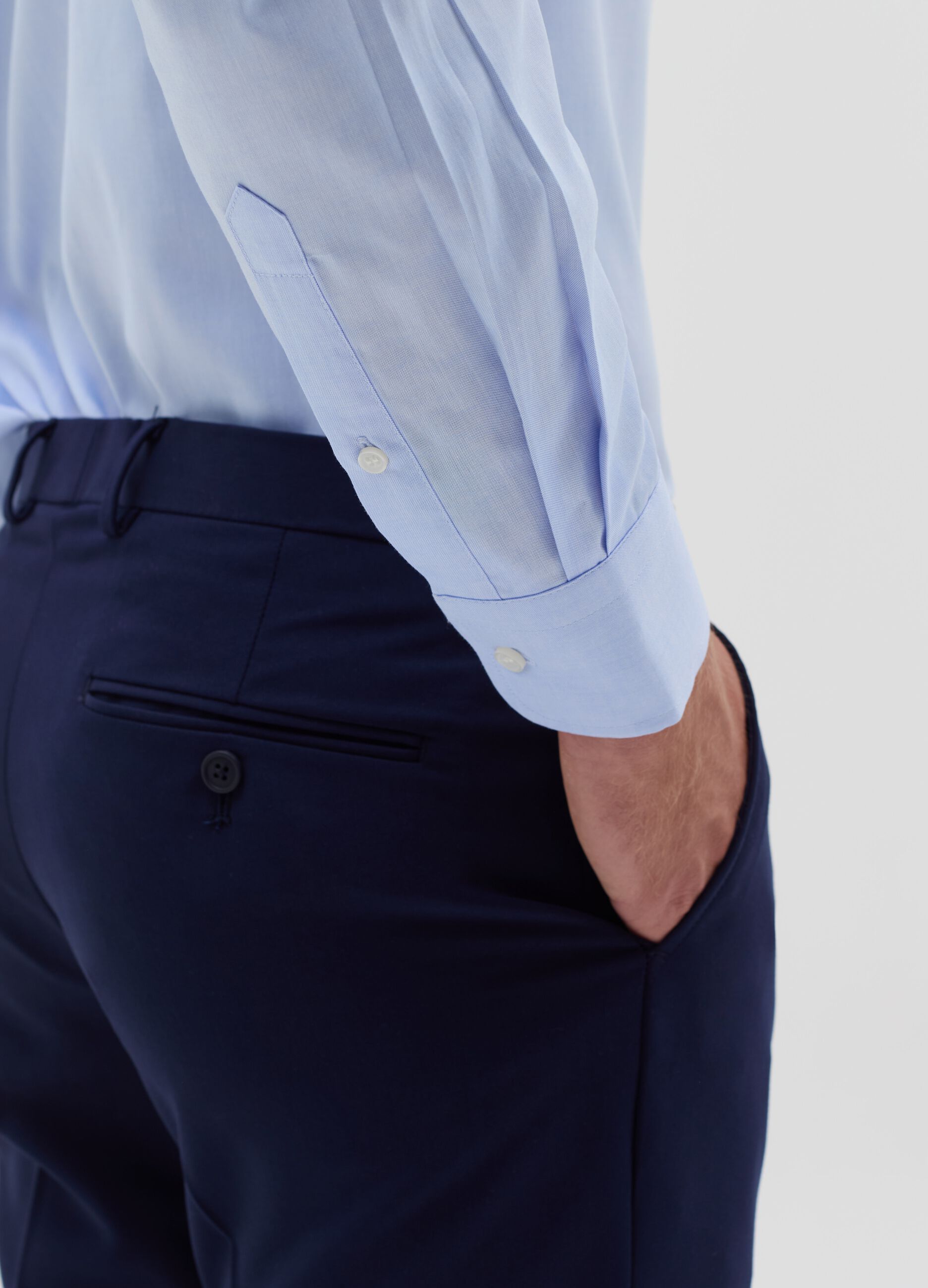 Camicia uomo manica lunga in cotone azzurro