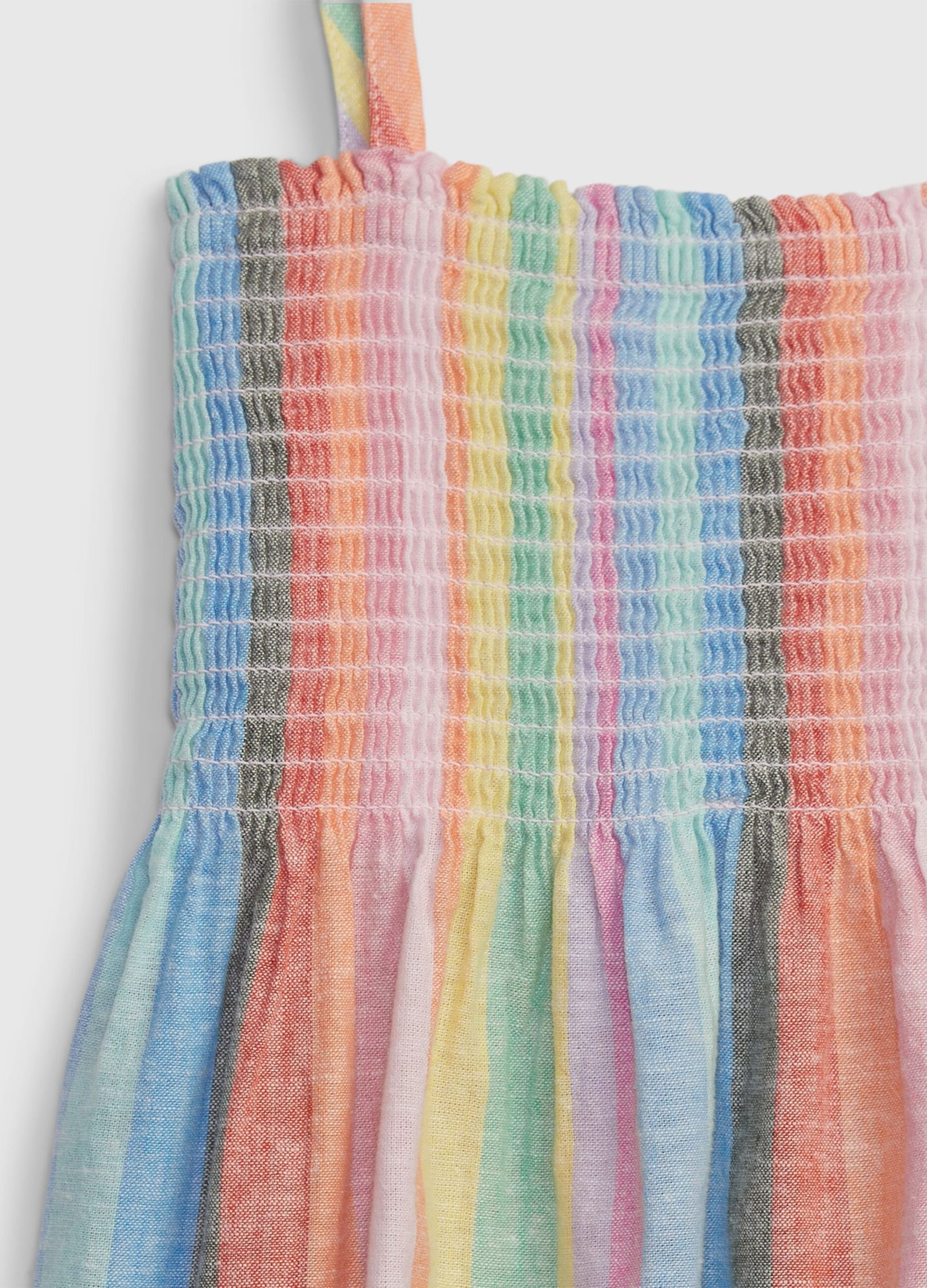 Striped dress in linen and cotton