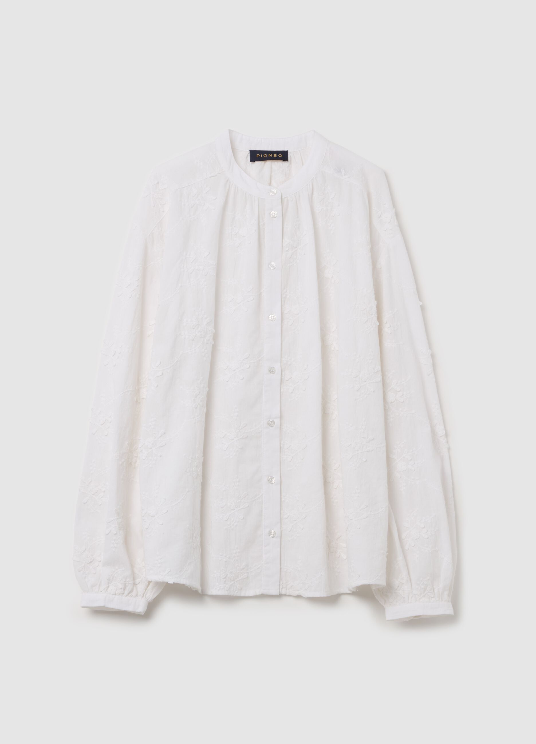 Shirt with all-over floral embroidery