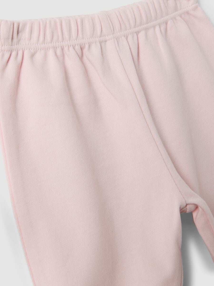 Bipack di leggings rosa e bianco in cotone organico con piedini_3