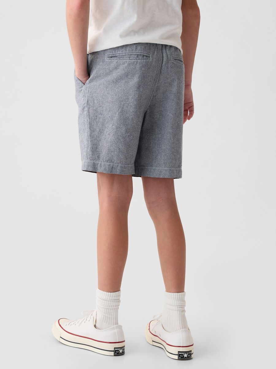 Linen and viscose Bermuda shorts with stretch waist_2