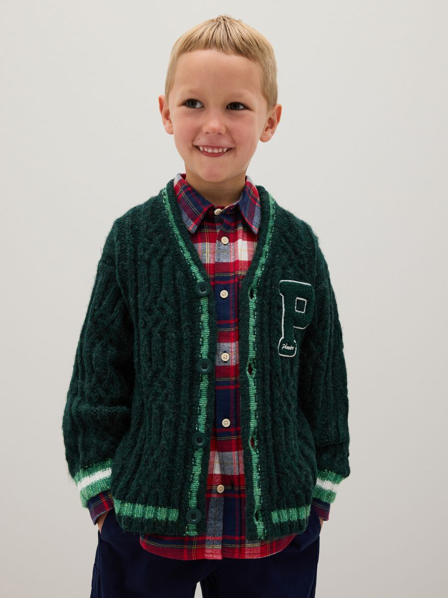 Child's Green Wool-Blend Cardigan with Buttons_1