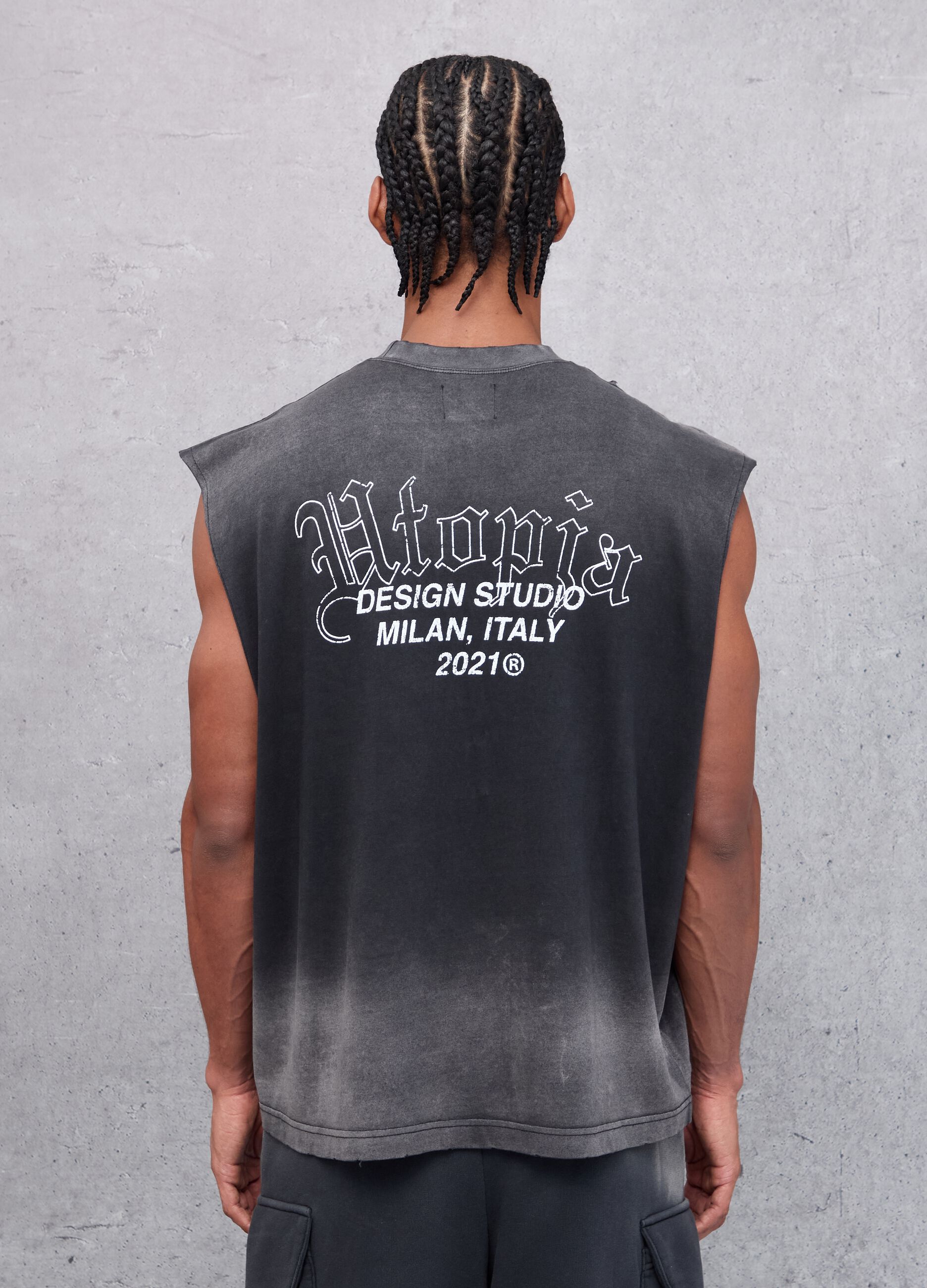 Sunfaded Distressed Tank Top Vintage Black