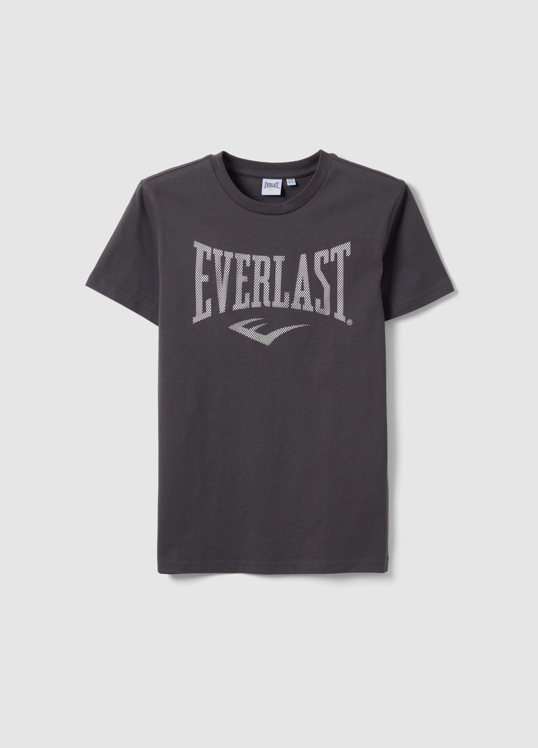 Grey pure cotton T-shirt with front print for boys