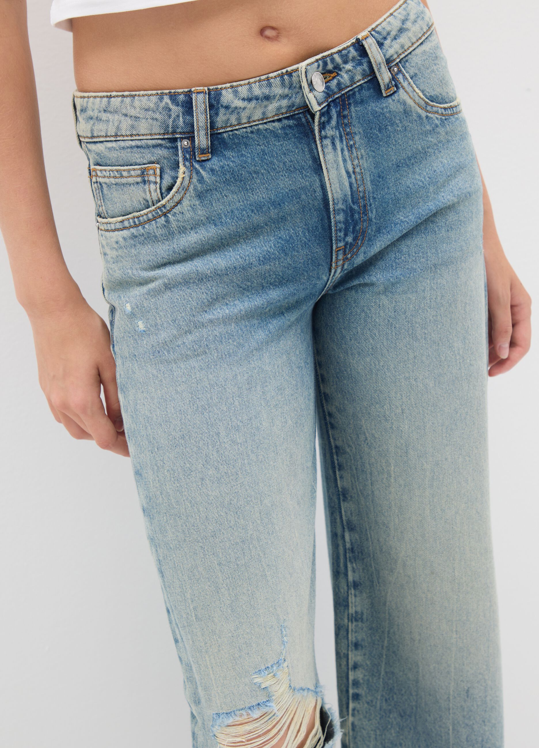 Baggy Denim Jeans with Rips