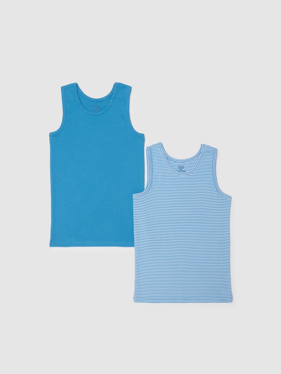 Two-pack kid's multicolour cotton vests, regular fit_0