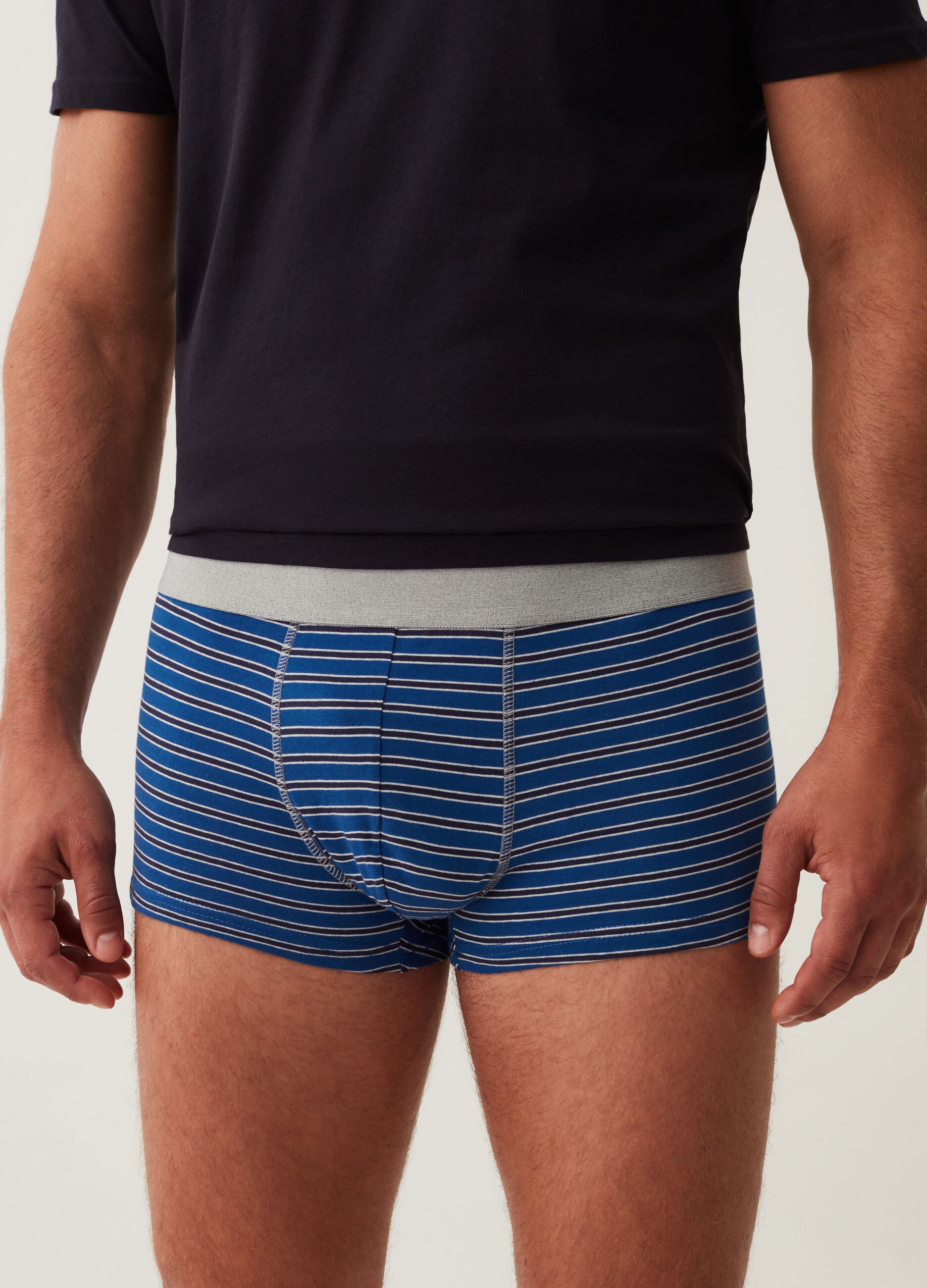 Set cinque boxer in cotone bio a righe_1