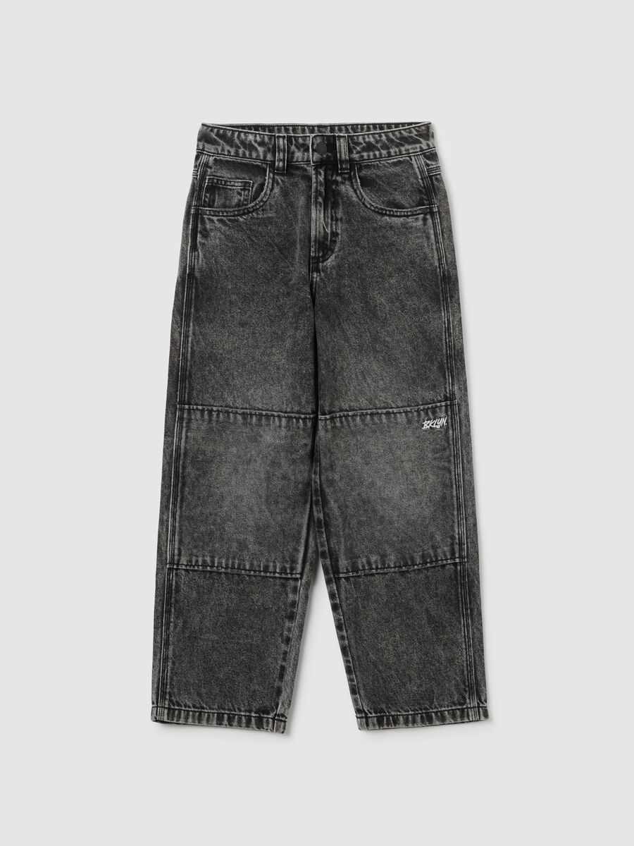 Boys' Grey Pure Cotton Skater Jeans_0