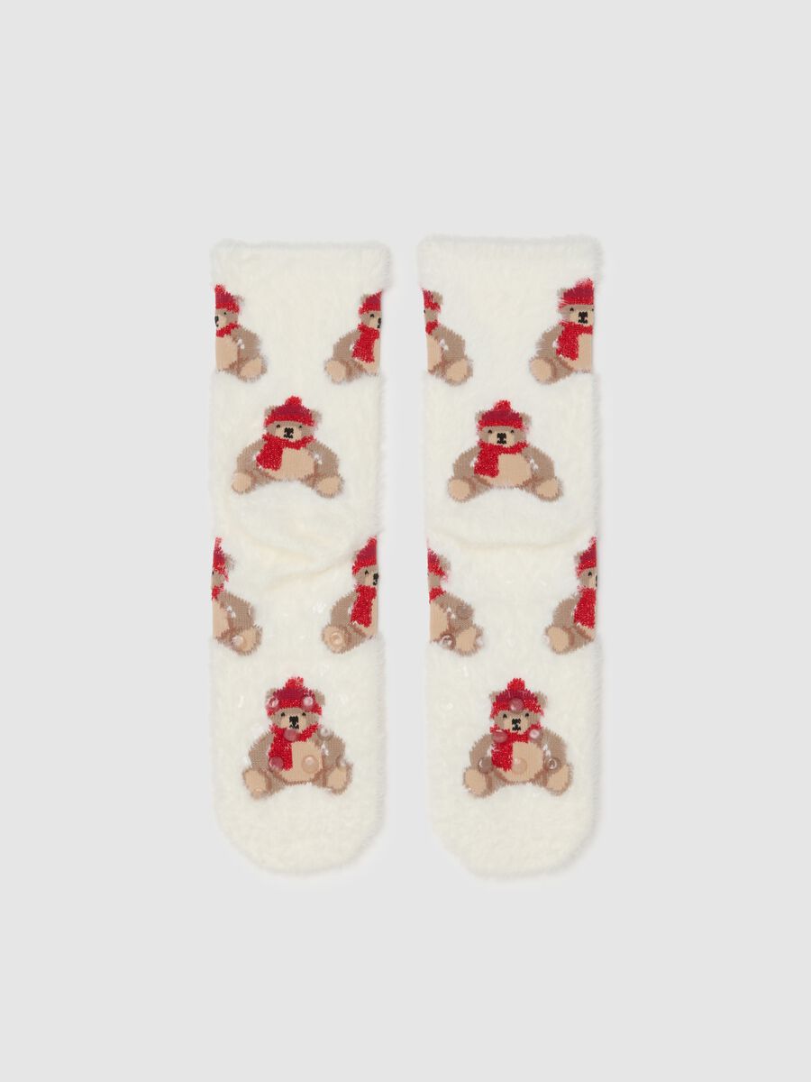 White Christmas cotton stretch socks_1