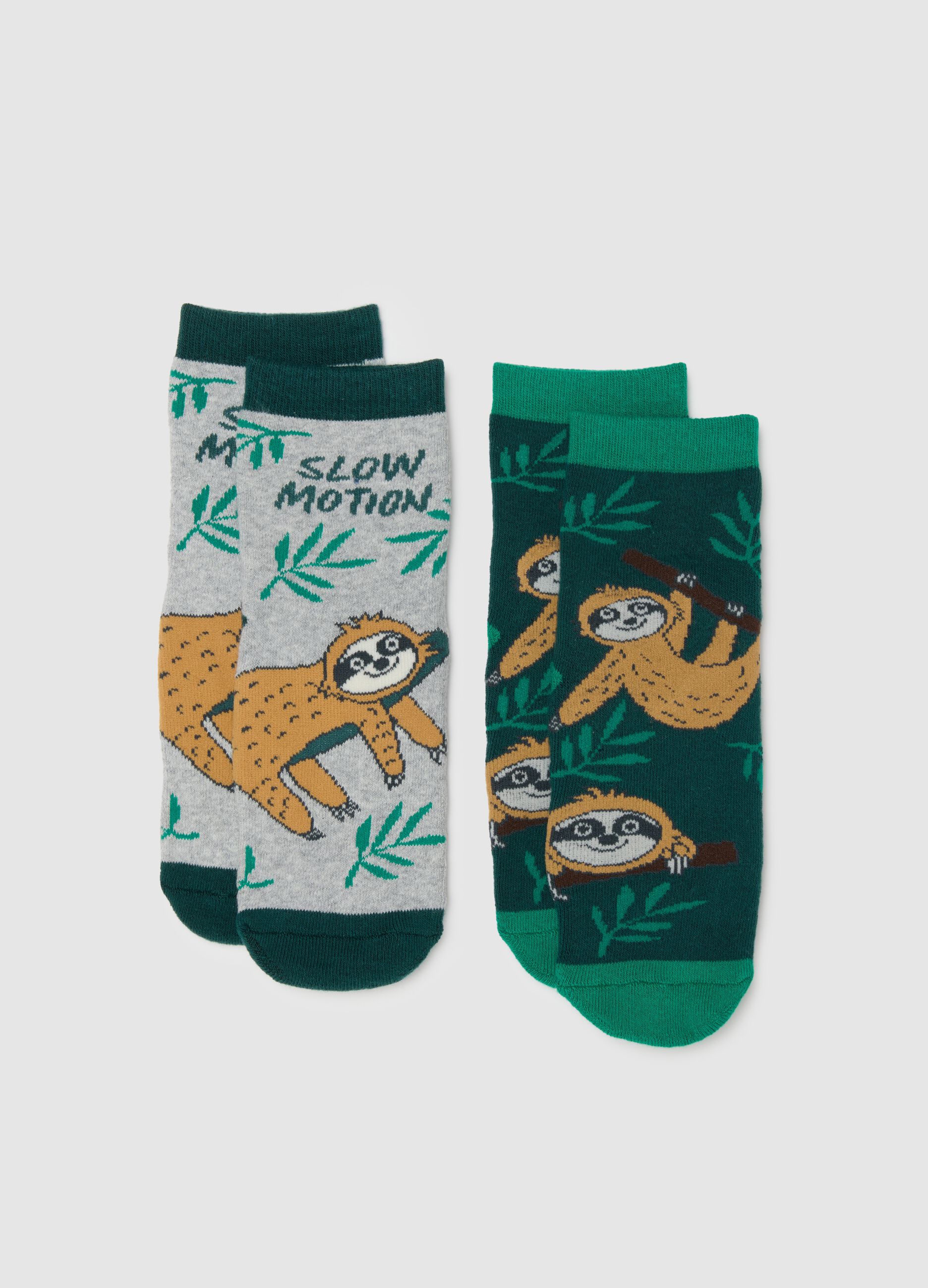 Pack of children's non-slip socks in multicoloured cotton blend