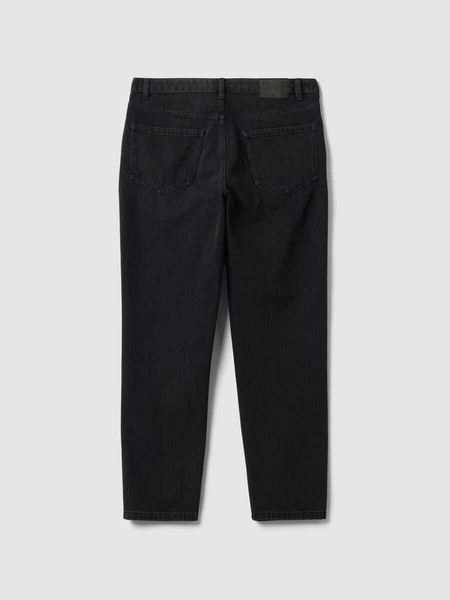 Black regular tapered jeans in a cotton, lyocell and viscose blend_1