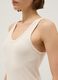 Beige regular fit stretch cotton tank top_3