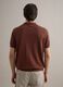 Brown regular fit polo in cotton, linen, and silk blend_2