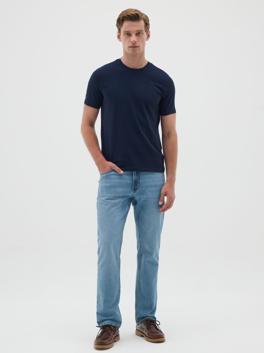 Men's blue slim fit stretch cotton t-shirt_1