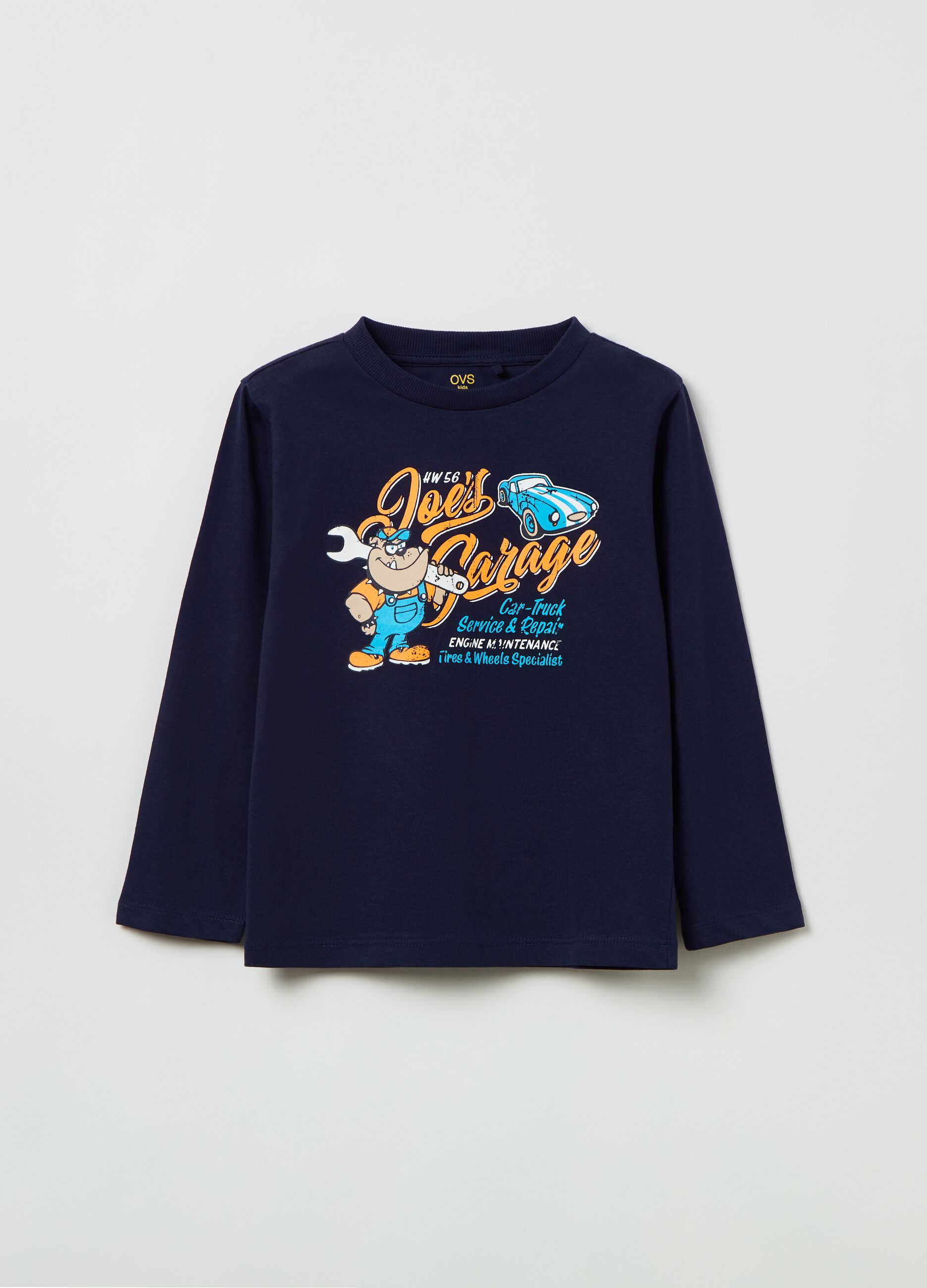 T-shirt with long sleeves and car print