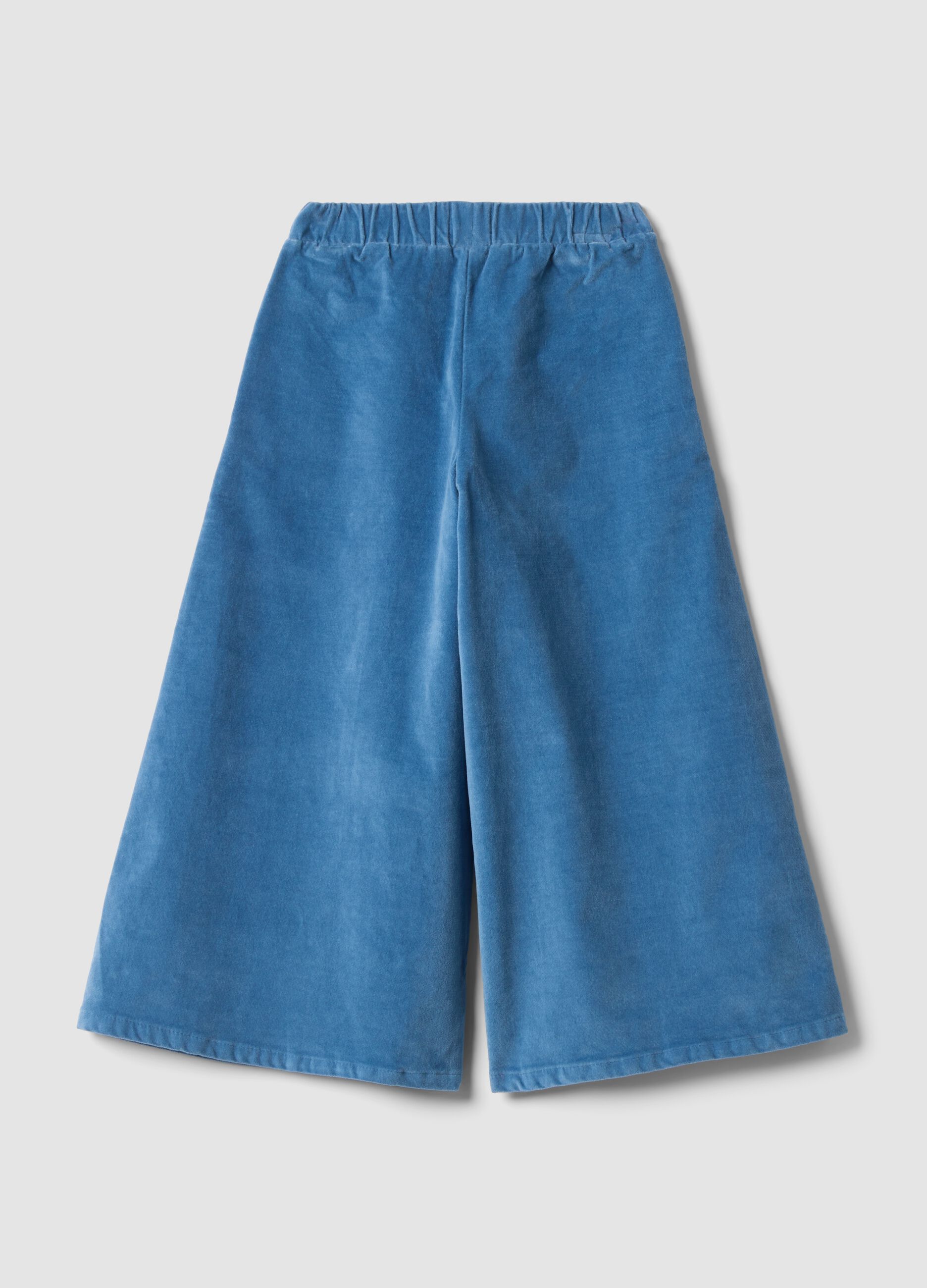 Light blue wide-leg stretch cotton trousers