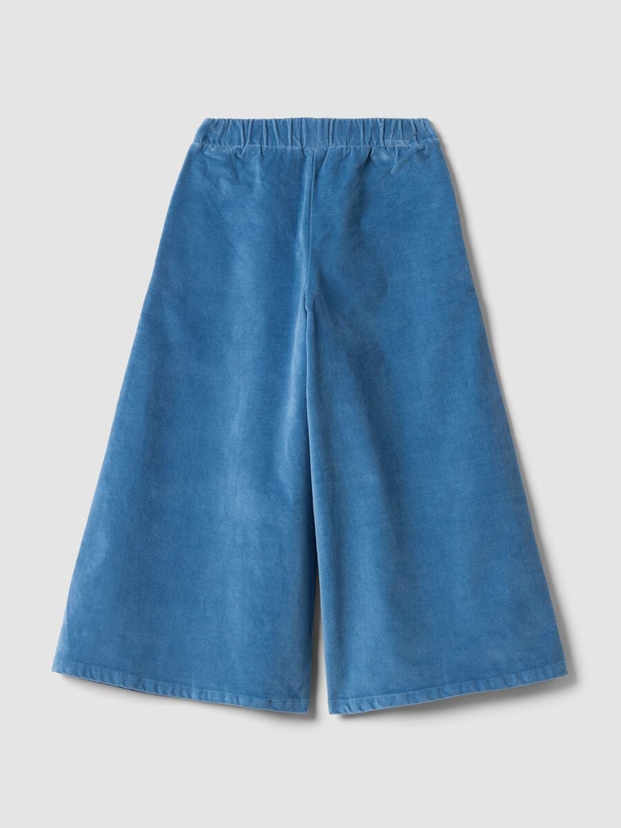 Light blue wide-leg stretch cotton trousers_1