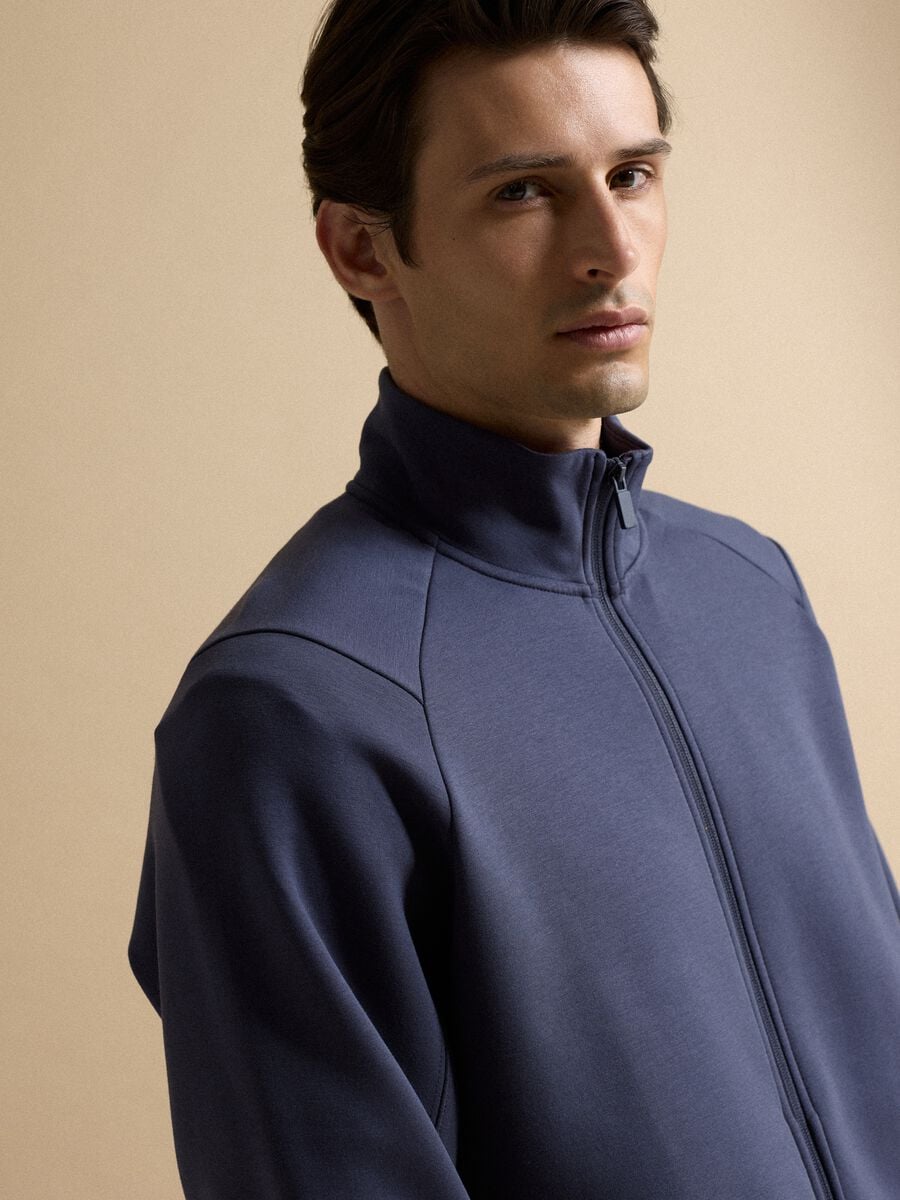 Full-zip blu con colletto in tessuto elasticizzato Easy Dry regular fit_2