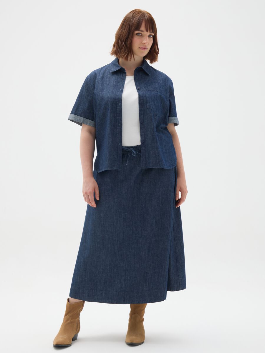 Pure Cotton Denim Skirt Regular Fit_0