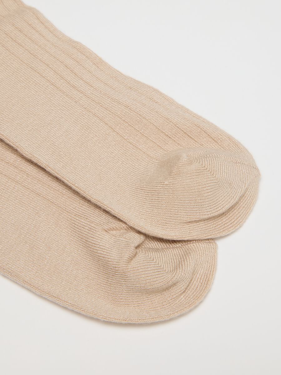 Elasticated long beige bamboo socks_2