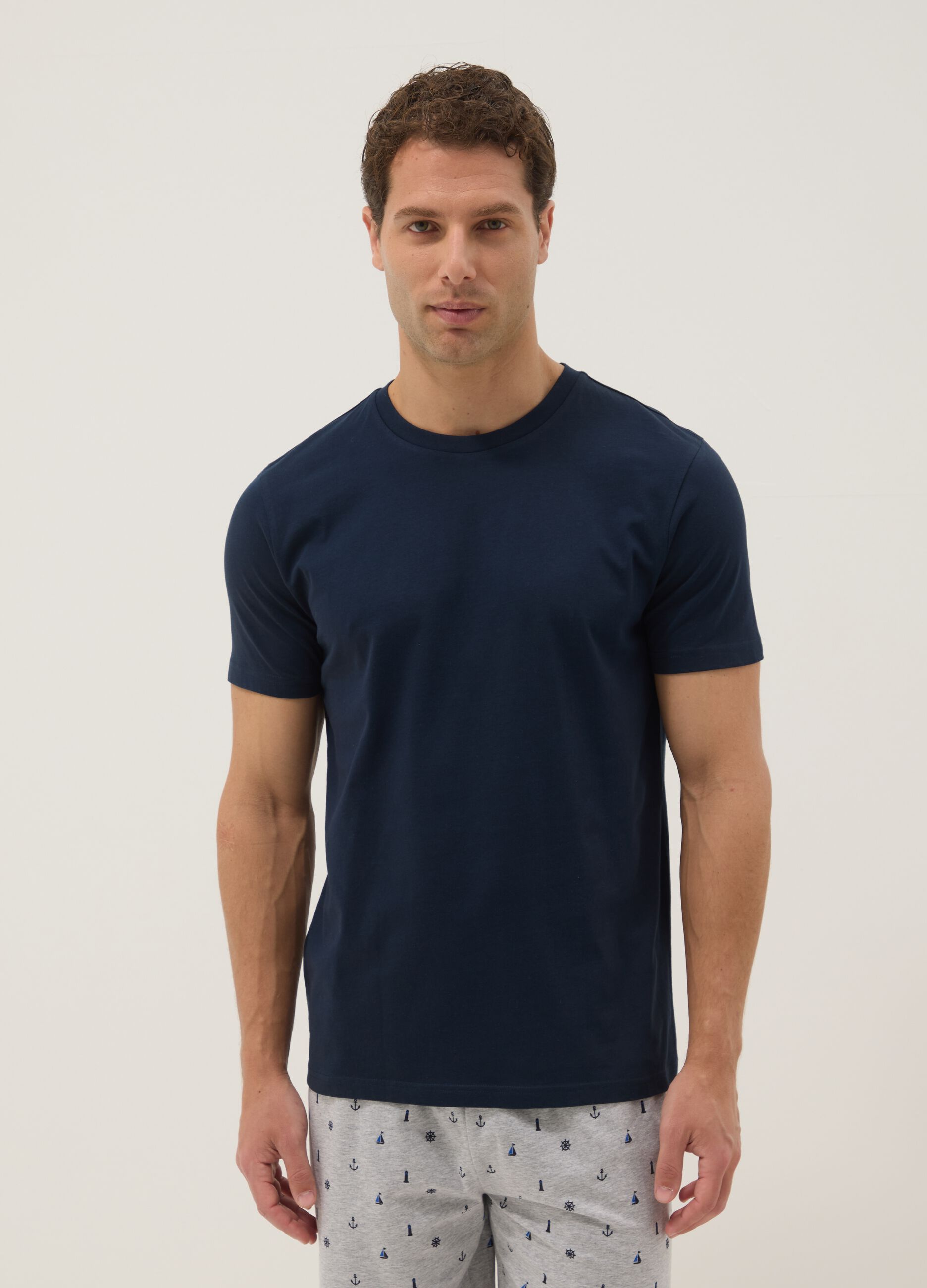 Blue cotton jersey pyjamas