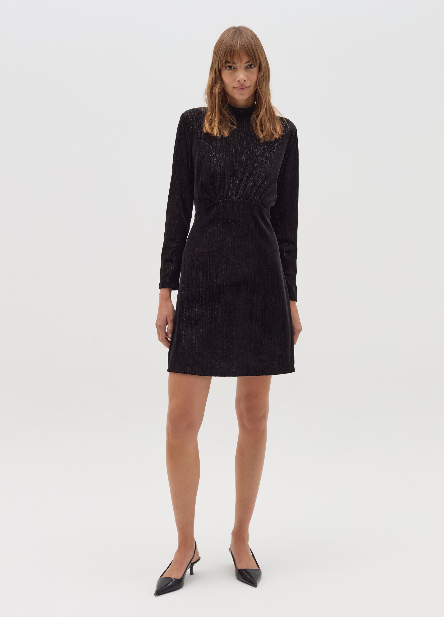 Short velvet dress with lurex