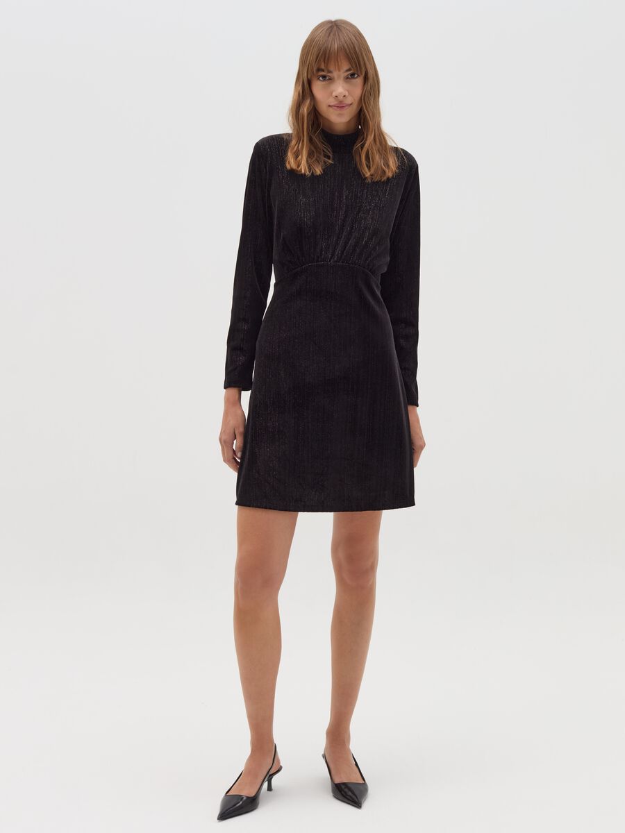 Vestito corto in velluto con lurex_0