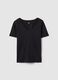 Black pure cotton V-neck regular fit T-shirt_0