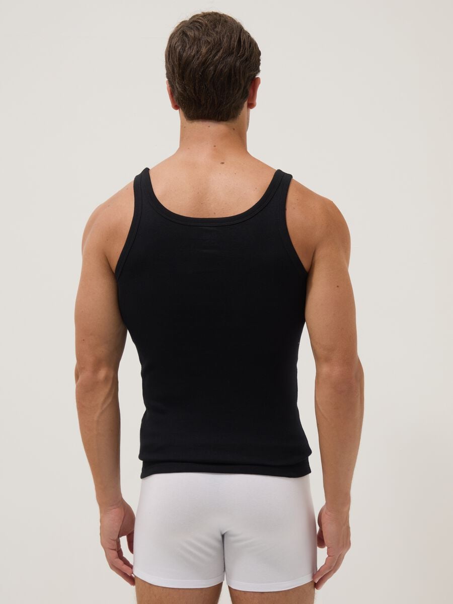 Black pure cotton tank top, regular fit_2