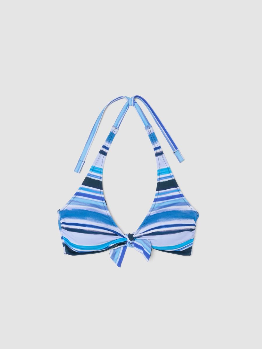 Top bikini triangolo blu in tessuto elasticizzato_4